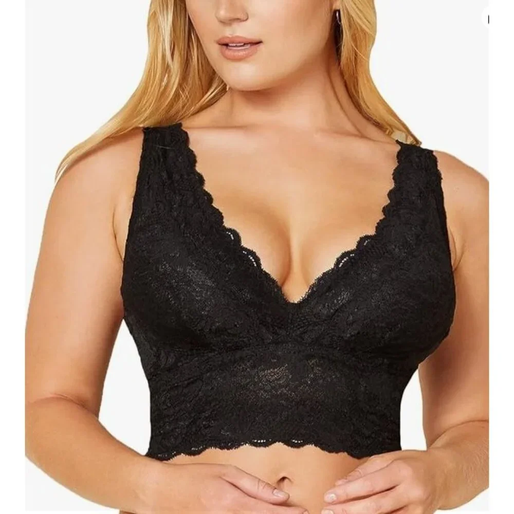 NEW Cosabella Womens XS Curvy Collection Plunge Lace Bralette Black Bra‎